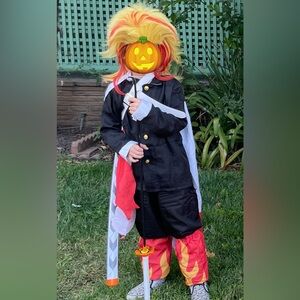 Kyōjurō Rengoku Kids Black and Red Costume with Cape